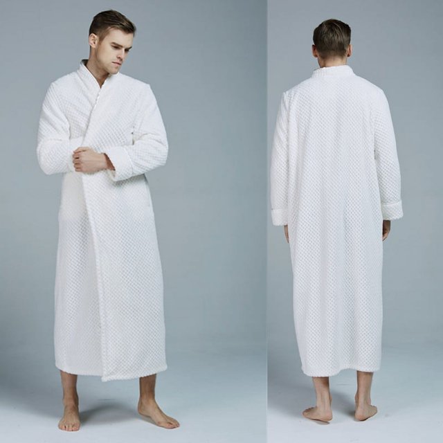 Camisón de franela de otoño e invierno para mujer, camisón de cuadros de piña alargado y grueso, bata de baño para pareja, pijamas para hombre, ropa de casa