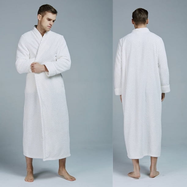 Camisón de franela de otoño e invierno para mujer, camisón de cuadros de piña alargado y grueso, bata de baño para pareja, pijamas para hombre, ropa de casa