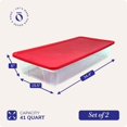 thumbnail image 3 of HOMZ Lot de 2 Bacs de Rangement en Plastique Transparent avec Couvercles, 41 Litres, Rouge - Conteneurs Empilables pour Décorations de Noël, Emballages Cadeaux et Artisanat, 3 of 7