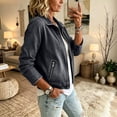 thumbnail image 6 of Edvintorg Denim Jacket for Women Fashion Long Sleeve Casual Loose Zip Up Jean Coat with Pockets Clothes for Women Black M, 6 of 7