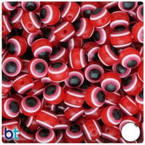 BeadTin Red Transparent Evil Eye 10mm Round Resin Beads (100pcs)