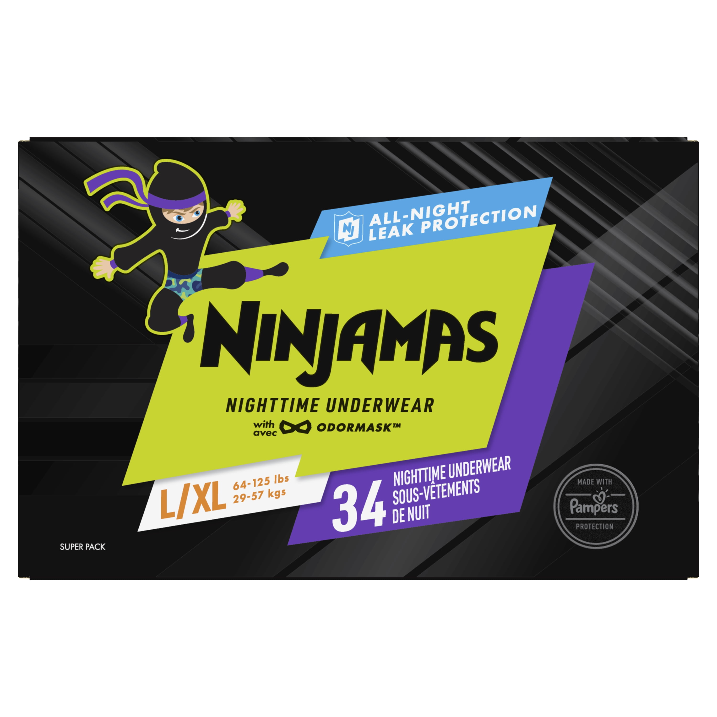 Ninjamas Nighttime Bedwetting Underwear Boys Size L Xl 34 Count Walmart Com Walmart Com