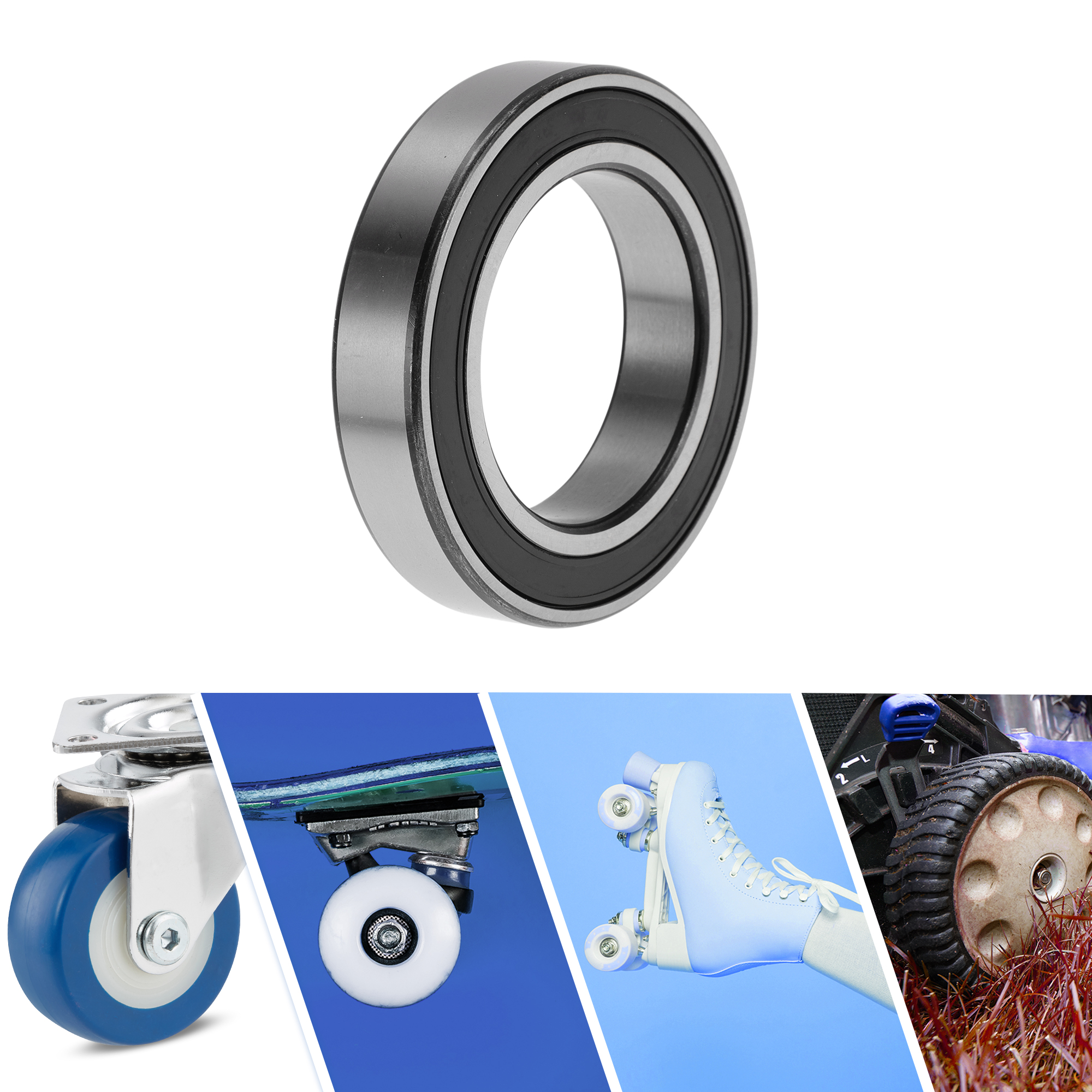 Unique Bargains 6010DDU Deep Groove Ball Bearings 50x80x16mm P4 Double Rubber Seal Lubricated Bearings 1 Pcs Car Silver Tone,Black