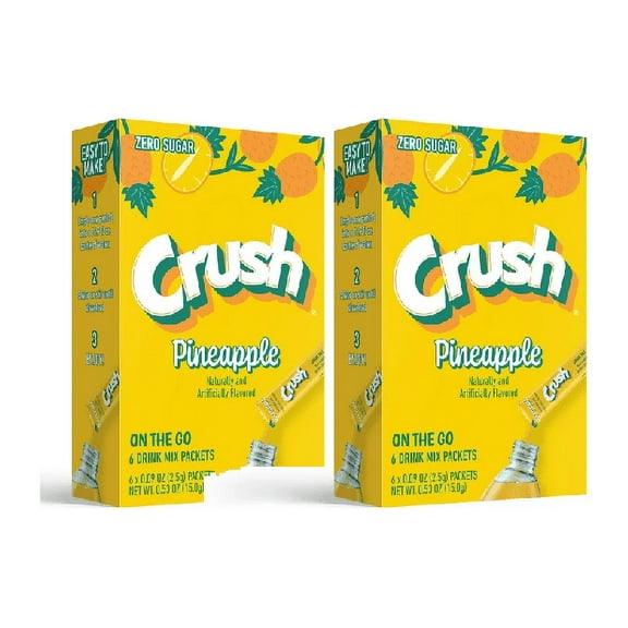 Crush, Sugar Free, Powder Drink Mix, Pineapple, 6ct, On-the-Go ( 2 boxes)