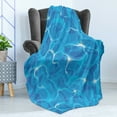 thumbnail image 4 of Aqua Soft Flannel Fleece Blanket, Realistic Vivid Illustration of Water Texture Freshness Ocean Pool Surface Waves, Cozy Plush for Indoor and Outdoor Use, 60" x 80", Blue Aqua White, by Ambesonne, 4 of 5