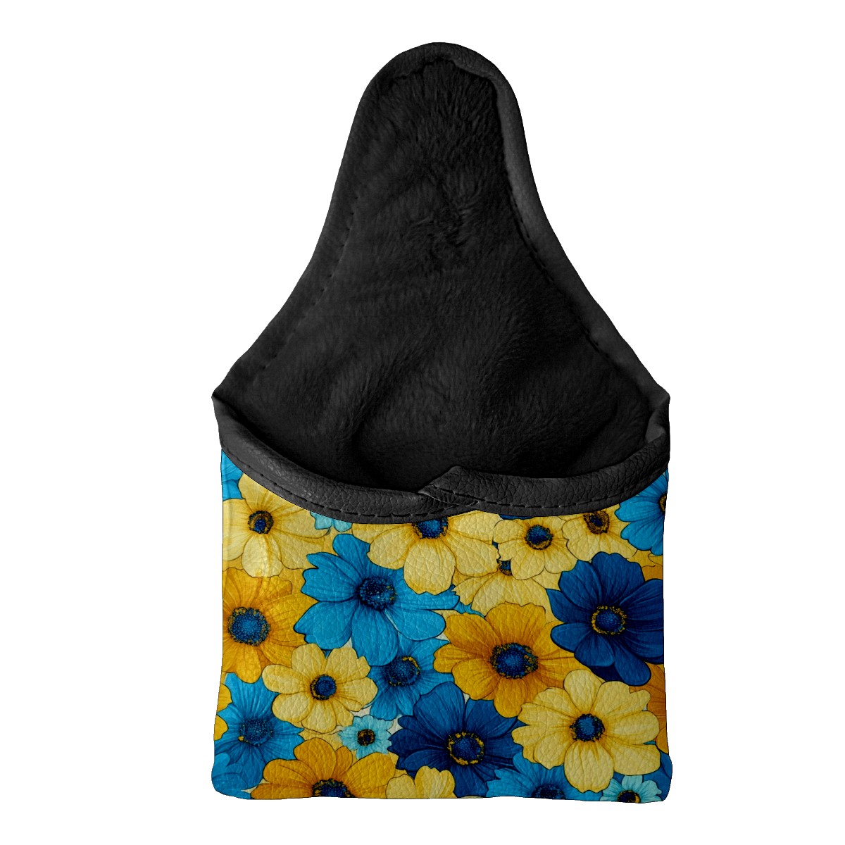 Golf Mallet Putter Cover Premium Leather Waterproof Golf Putter Head Cover with Magnetic Closure Yellow Blue Flowers