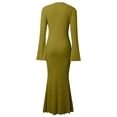 thumbnail image 5 of Maxi Dress for Women Women's Stylish Casual Bodycon Dress with Long Sleeves and Crew Neck Solid Color Slim Fit Tunic Green S, 5 of 5