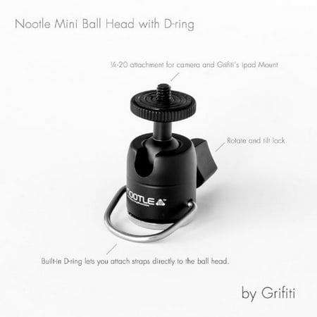 Grifiti Nootle D-Ring Mini Ball Head works with iPad Tripod Mounts, Cameras, iPhone Holders, Brackets, Music Stands, and Photography Light