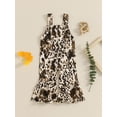 thumbnail image 4 of Suealasg Toddler Girl Fall Jumpsuit Square Neck Sleeveless Leopard Print Pattern Bell-Bottoms Fashion Comfortable Bodysuit, 4 of 9