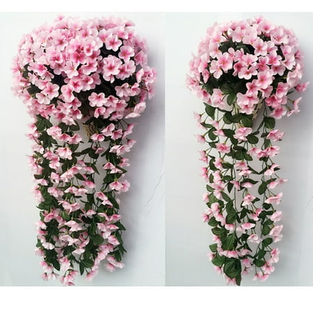 Wisteria Artificial Flowers 30.5'' Artificial Flowers Silk Wisteria Garland Fake Flowers Vine Romantic Hanging Flower Decoration with Green Leaves for Home Garden Outdoor Ceremony Wedding Party Floral Decor ()