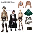 thumbnail image 2 of Anime Levi Ataque Eren Titan Cosplay Traje Chaqueta Cinturones Shingeki no Kyojin Cosplay Capa Disfraz Legión Abrigo Chaquetas Halloween, 2 of 5