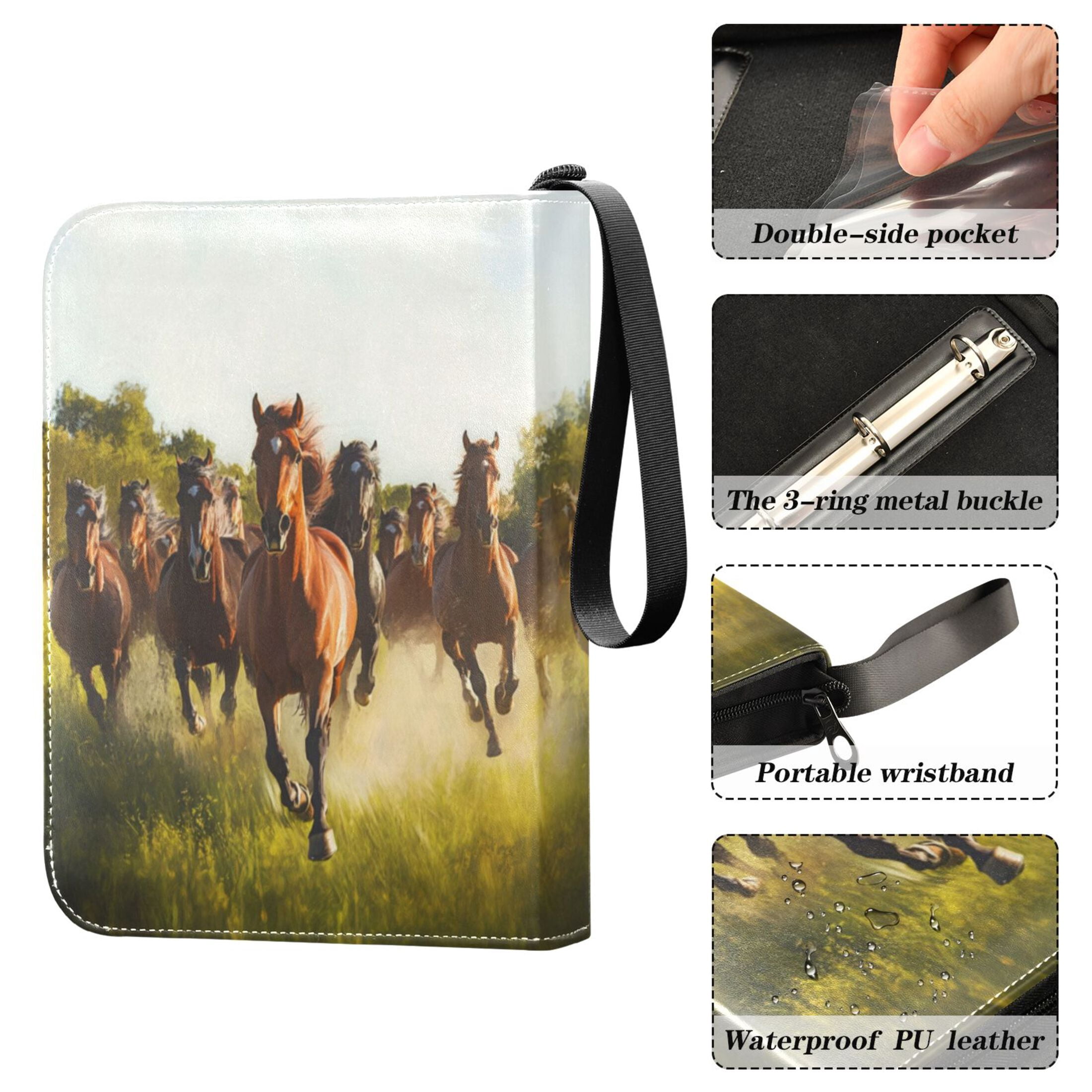 Game Card Storage Bag Collectible Trading Card Albums The 4-Pocket Card Binder With 50-Page Sleeve Can Hold 400 Game Cards Beautiful Herd Of Horses