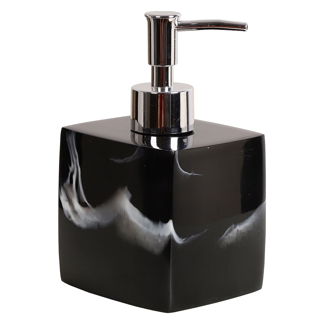 Refillable Resin Liquid Soap Dispenser Bottle Black Faux Marble 13.5oz
