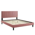 thumbnail image 3 of Modway Peyton Performance Velvet Queen Platform Bed in Dusty Rose, 3 of 10