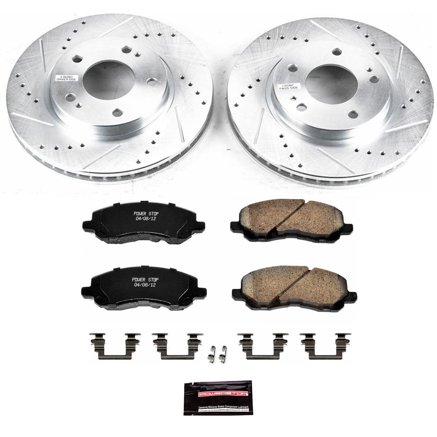 PowerStop Front Z23 Evolution Sport Carbon-Fiber Ceramic Brake Pad and Drilled & Slotted Rotor Kit Fits: CHRYSLER DODGE MITSUBISHI Select Models K1678