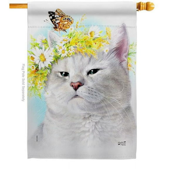 Angeleno Heritage H137546-BO Garden Kitty Animals Cat 28 x 40 in. Double-Sided Decorative Vertical House Flags for Decoration Banner Yard Gift