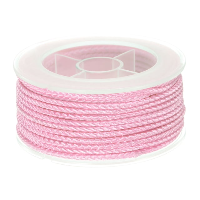 Nylon Hilo Cordel Rebordear Cordón 2mm Extrafuerte Trenzado Nylon Artesanía Cuerda para Pulseras Joyería Fabricación Bricolaje Artesanías 11M/36 Pies, Claro Rosa