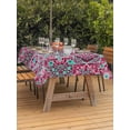 thumbnail image 2 of Outdoor Tablecloth with Umbrella Hole and Zipper, Vintage Middle Century Rectangle Table Cloth 60x120 Inch Waterproof Tablecloth, Abstract Bohemia Style Aztec Pink Picnic Table Cover for Patio, 2 of 7