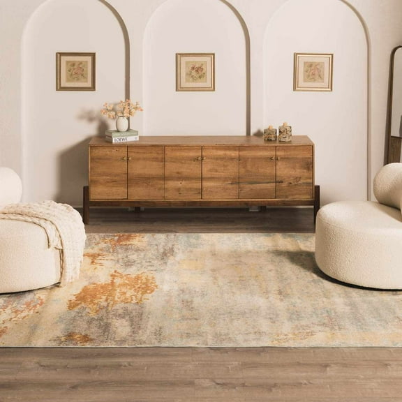 Hauteloom Mecosta Living Room, Bedroom Patio Outdoor Area Rug - Modern - Gray, Ivory, Red - 5'3" x 7'3"