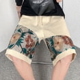 thumbnail image 2 of Summer Embroidery Shorts Men Fashion Casual Flower Shorts Mens Japanese Streetwear Loose Hip-hop Straight Shorts Men Plus Size, 2 of 6