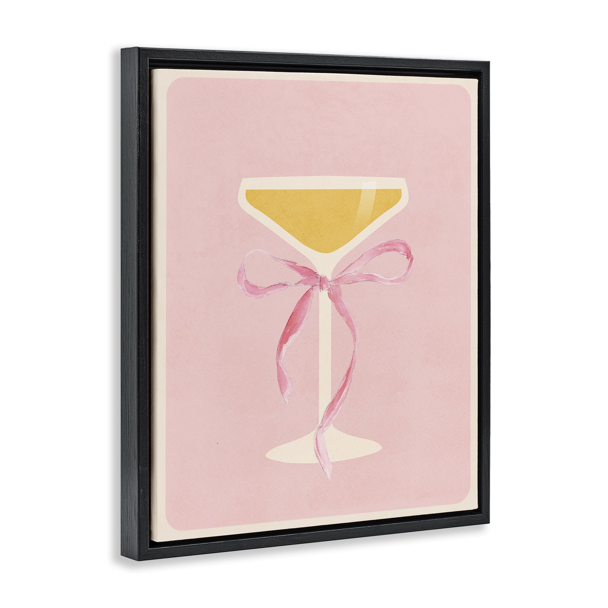 Stupell Industries Champagne Party Glass Black Framed Floater Canvas Wall Art, design by Lucille Price