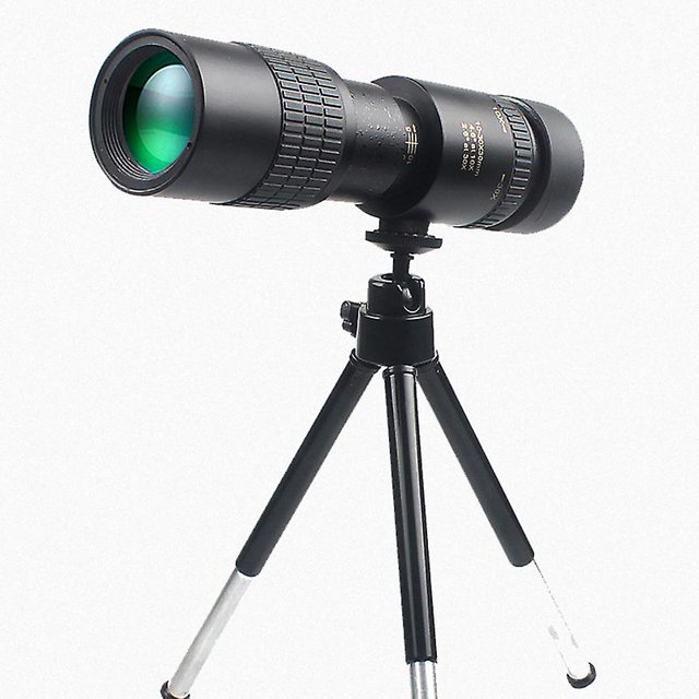 Telescopio monocular para teléfono móvil con zoom continuo de 10-300x30, prisma Bak4, 4K, teleobjetivo, clips y trípode.