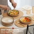 thumbnail image 4 of Vesteel Pasta Bowl Set of 4, 22oz Stoneware Salad Pasta Serving Bowls for Soup Dinner Cereal, Microwave & Dishwasher Safe, Khaki, 4 of 8