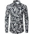 thumbnail image 1 of Camisas hawaianas con rosas rojas Camisas con estampado floral Camisas de moda para hombres Blusa de playa de manga larga Blusa blanca Ropa para hombres Voion, 1 of 6