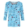 thumbnail image 4 of up to 60% off Gifts Usmixi Shirts for Women Casual Plus Size Loose Breathable Cute Tee Tops Summer Trendy Floral 3/4 Sleeve Round Neck Ladies Blouses Sky Blue l, 4 of 5