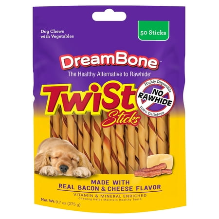UPC: 0810833028474 | DreamBone Twist Sticks Bacon & Cheese Flavor Dog Chews with Vegetables  50 count  9.7 oz