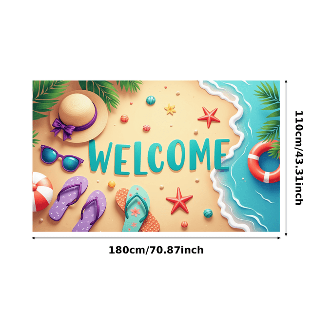 Beach Theme Welcome Banner Summer Sand Design Ocean Background for Beach Party Summer Event Outdoor Decoration