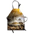 thumbnail image 1 of Egyptian Apron Storm Clouds over Pyramids Magical Photo of Ancient Culture Icons Eastern Art, Unisex Kitchen Bib Apron with Adjustable Neck for Cooking Baking Gardening, Cream Orange, by Ambesonne, 1 of 3
