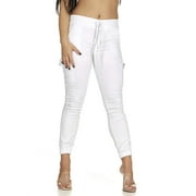 VIP JEANS CG Collection Cargo High Waisted Jogger Skinny Drawstring White Pocket Size L 9,11