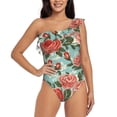 thumbnail image 2 of Picia Rose Flowers Pattern Women's One Piece Swimsuits,One Shoulder Swimwear Asymmetric ,Ruffle Monokinis Bathing Suits,High Waisted Flattering Bathing Suits-, 2 of 8