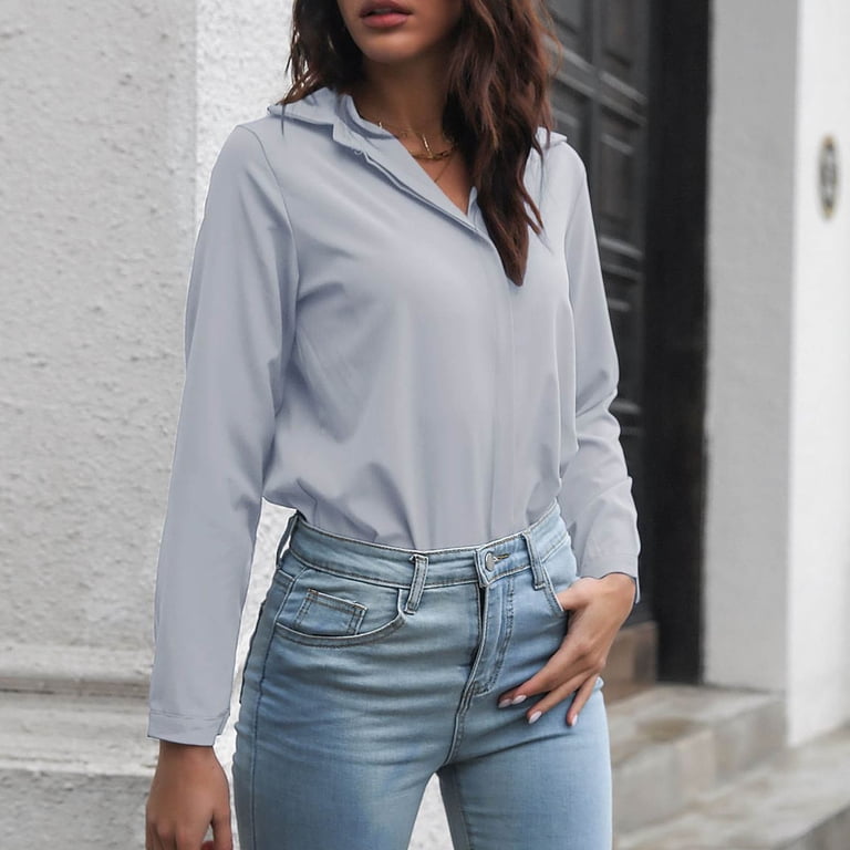 Chemise Femme Austin Clothing - Manches Longues Gris Argenté - Taille XL - Coton Élastique