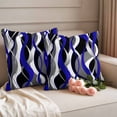thumbnail image 2 of Blue Stripe Outdoor Waterproof Pillow Covers, Ombre Grey Moire Geometric Modern Abstract Decorative Square Throw Pillowcase Sofa Cushion Sham for Patio/Couch/Chair, 24"x24" 2 Pack, 2 of 8