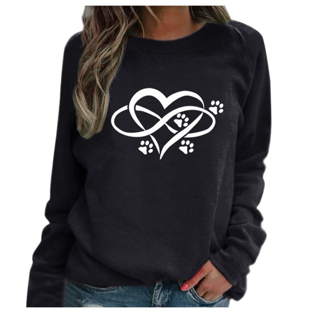 Hauts à Manches Longues pour Femmes Décontractés Impression Empreintes Raglan Chemises Blouses Hauts Décontractés Longs pour Femmes