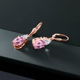 thumbnail image 4 of Gem Stone King 18K Rose Gold Plated Silver Light Pink Created Sapphire and White Moissanite Dangle Earrings for Women (6.94 Cttw, Gemstone September Birthstone, Oval 10X8MM, Trillion 5MM), 4 of 4