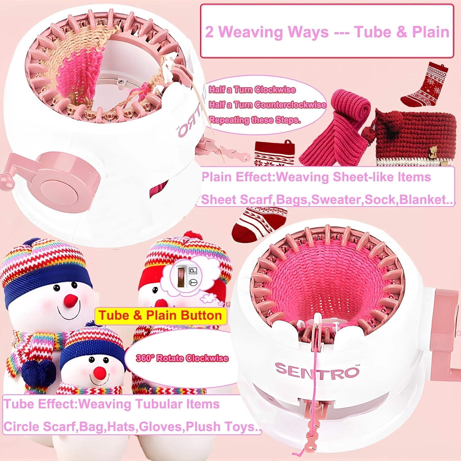 22-Needle Automatic Circular Knitting Machine for Adults & Beginners, DIY Scarves, Hats, Sweaters & Toys