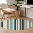 thumbnail image 4 of Teal Blue Striped Round Area Rug 3Ft Washable Small Circle Rugs for Kitchen Entryway, Farmhouse Stripes Modern Abstract Art Non-Slip Carpet Floor Mats Indoor Outdoor Carpet Runner Home Decor, 4 of 8