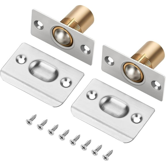 2Pack Closet Door Ball Catch Hardware Adjustable with Strike Plate Catch