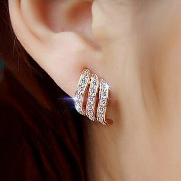 TIMIFIS Earrings Rose Gold Diamond-studded Personality Stud Earrings for Women Wedding Jewellery ummer