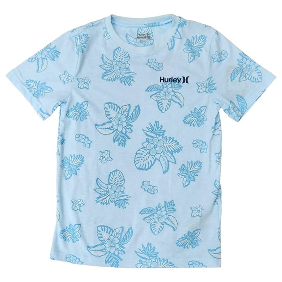 Hurley Boys Blue Flower Short Sleeved Hurley T-Shirt Tee Shirt Large 12-13