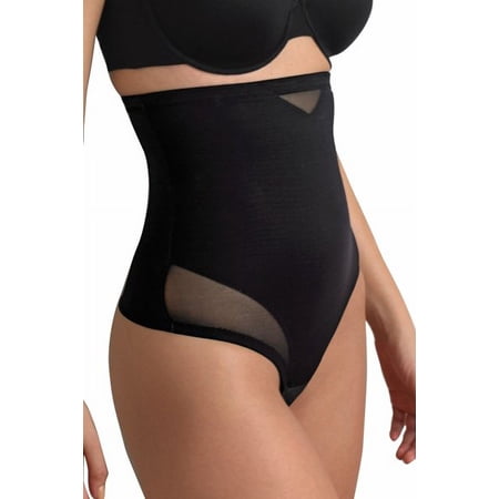 Women's TC Fine Intimates 4778 Sheer Shaping & Comfort Hi-Waist Thong (Black XL)