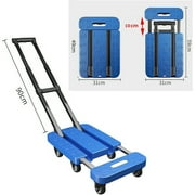 Homasy 6 Wheels Foldable Portable Trolley, Foldable Carrying Trolley, 270Kg Load Capacity Adjustable Handle Trolley with Elastic Cord for Cargo Handling, Shopping, Office Use
