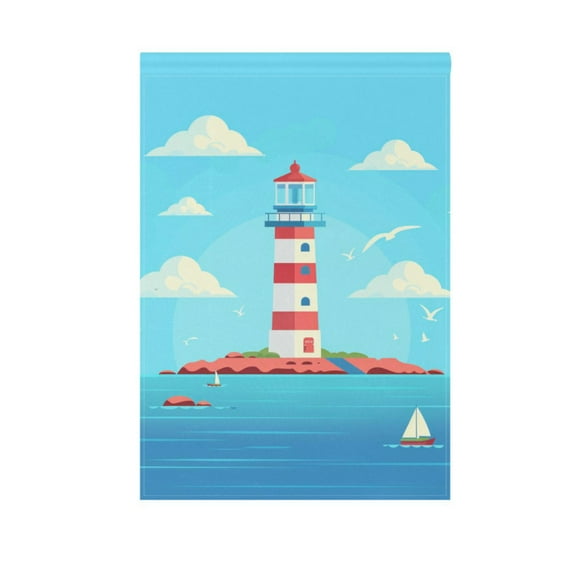 Lighthouse on Island Garden Flag 12"x18" Double-Sided Yard Flags for Outside Outdoor All Seasonal Decoration