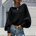 thumbnail image 6 of UJNDER Casual Round Neck Knitted Sweater for Women Long Batwing Sleeve Solid Color Soft Loose Ribbed Pullover Black XL, 6 of 9