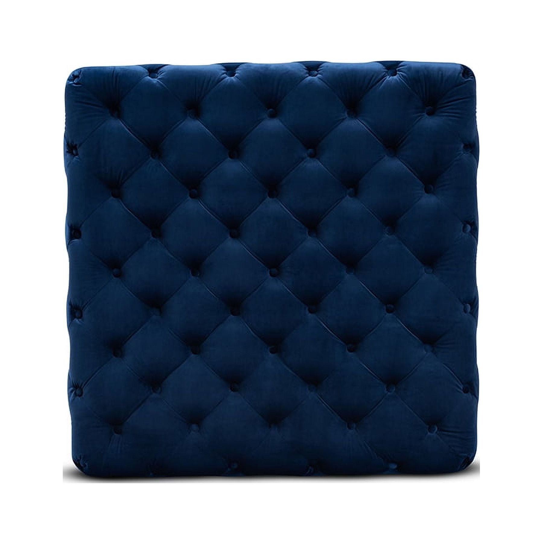 Baxton Studio Verene Glam and Luxe Royal Blue Velvet Fabric Upholstered Gold Finished Square Cocktail Ottoman