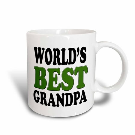 3dRose World?s Best Grandpa, Green,, Ceramic Mug, (Best Green Coffee Beans In The World)