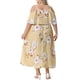 thumbnail image 3 of Vestido Maxi de Verano para Mujer Plus Size con Cuello Cuadrado y Tirantes Ajustables, Mangas Frías, Floral, 3X, Amarillo, 3 of 5
